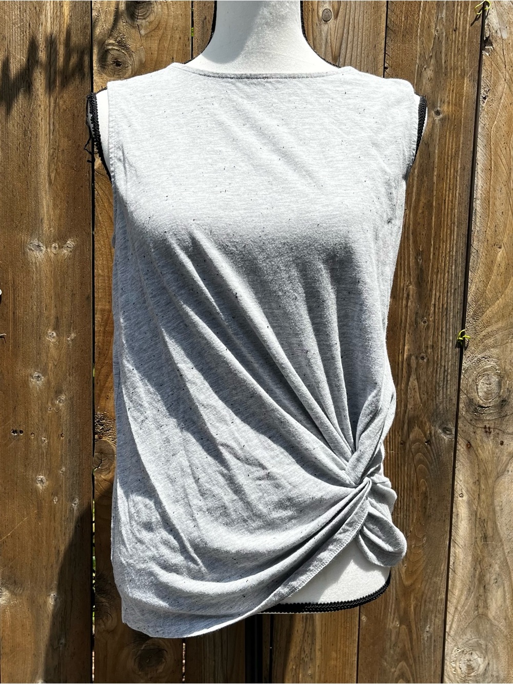 Loft Light Gray Twist-Front Black Speckled Sleeveless Top Accepting Offers!